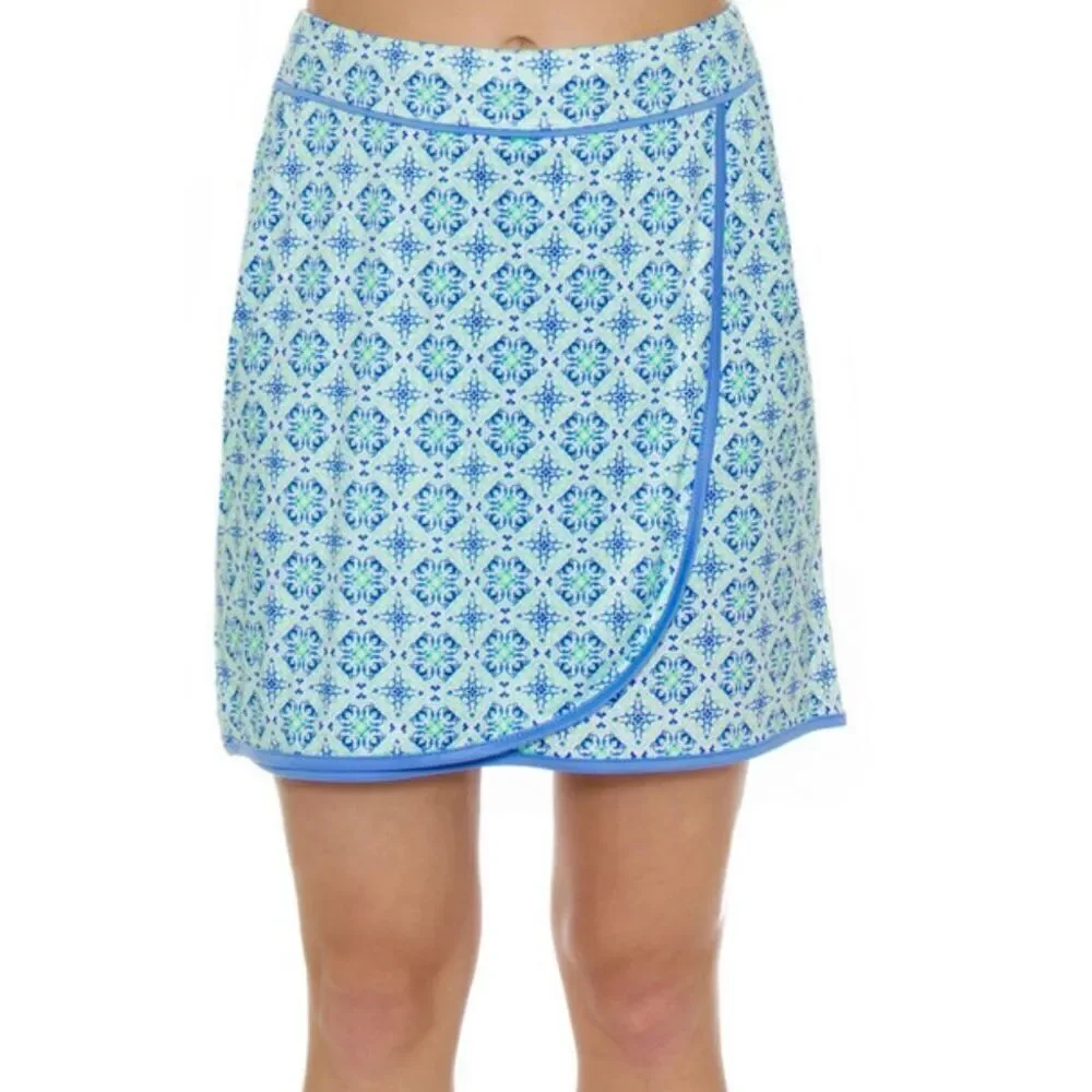 Greg Norman Women's Barcelona Porcelain Wrap Pull On Golf Skort size small